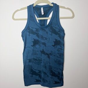 Athleta momentum camo tank dark teal green blue XS seamless workout gym everyday